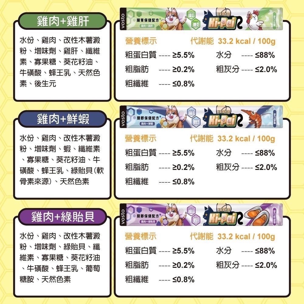 Vosto 肉泥 Ki-Pai 機能貓肉泥 15g 蜂王乳貓肉泥 貓肉泥 貓零食 牛磺酸 全齡貓-細節圖4