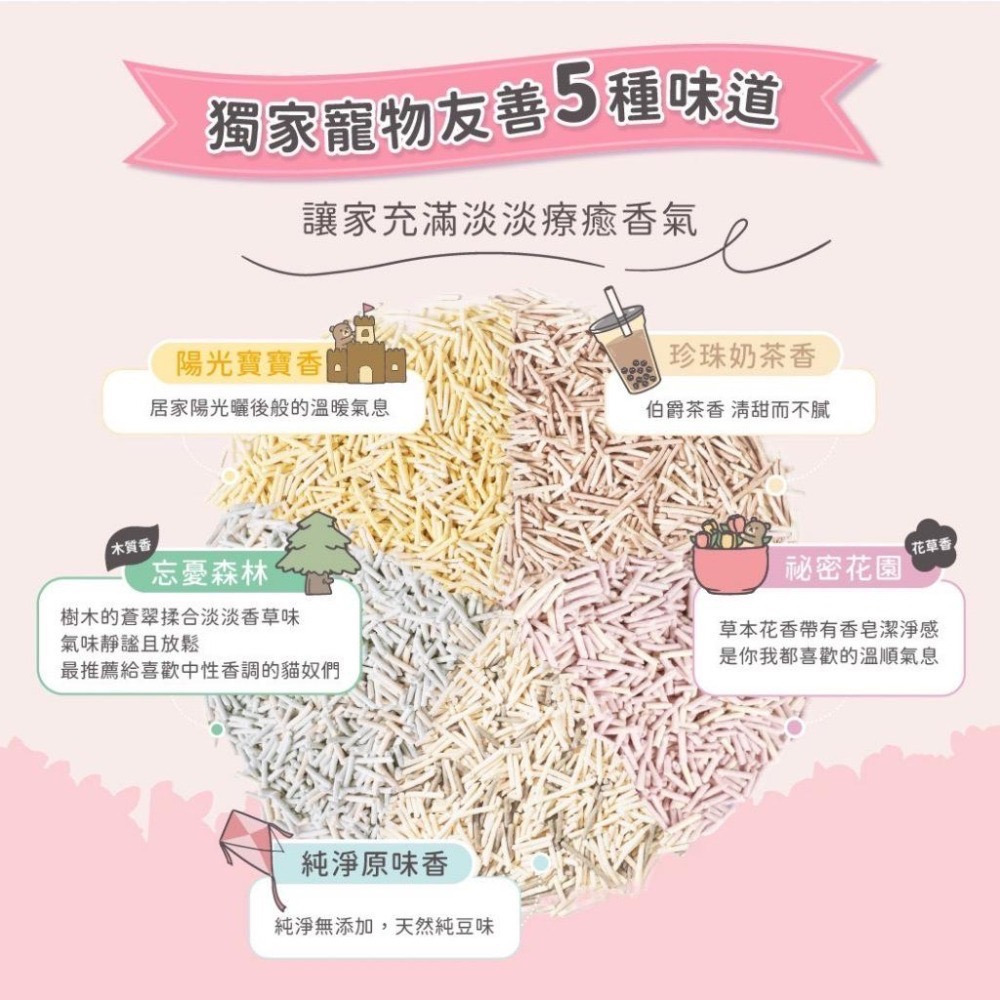 超凝小姐 益生菌除臭豆腐砂 貓砂 豆腐砂 可沖馬桶 快速凝結 低粉塵 香氛除臭 綜合口味-細節圖2