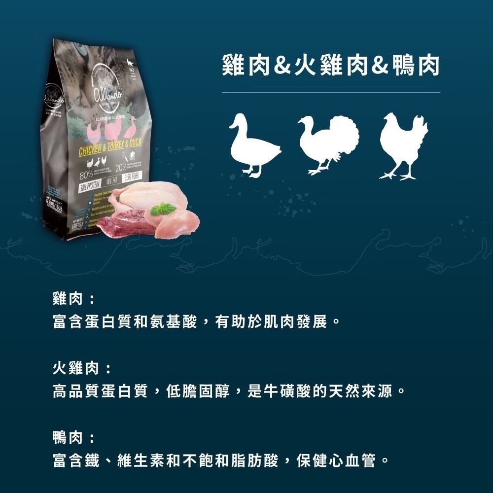 【免運】【全新效期】Allando 奧藍多 奧蘭多 天然無穀全齡貓糧 貓飼料 寵物食品 寵物飼料 全齡貓-規格圖7