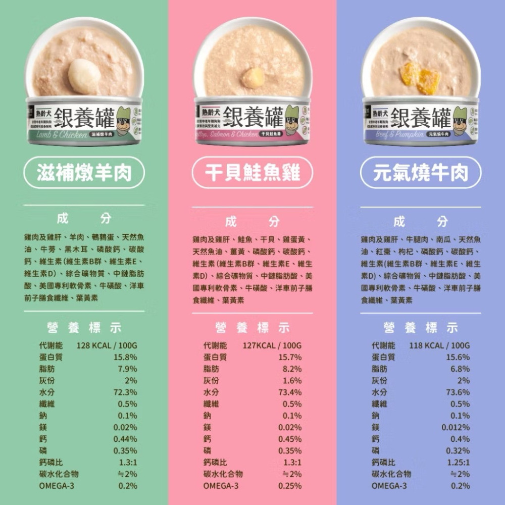 全新效期 銀養罐 熟齡犬95%低鈉無膠銀養主食罐 主食罐 全齡犬 老狗罐 高齡犬-細節圖9