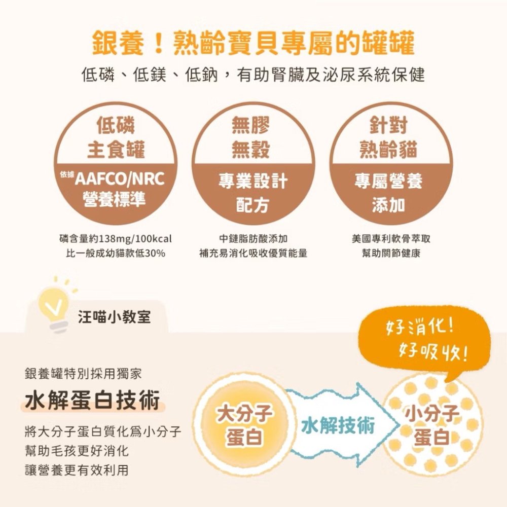 全新效期 銀養罐 熟齡貓98%低磷無膠主食罐 主食罐 全齡貓 老貓罐 寵物食品-細節圖4