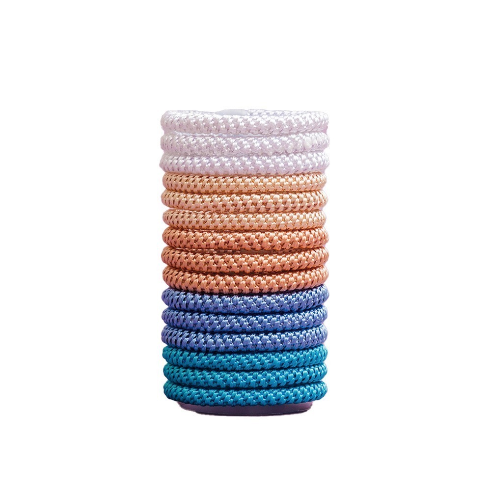 【R.England 皇家髮圈】 粗版 彈力髮圈髮束15入 (甜心澄) - 不易鬆 不咬髮 彈性強 送10條黑色髮圈-細節圖2