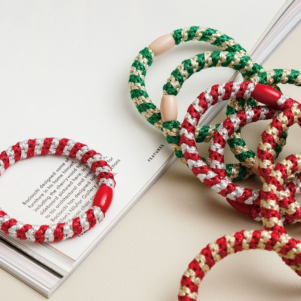 【R.England 皇家髮圈】粗版 彈力髮圈髮束15入 (聖誕節) - 不易鬆 不咬髮 彈性強  送10條黑色髮圈-細節圖4