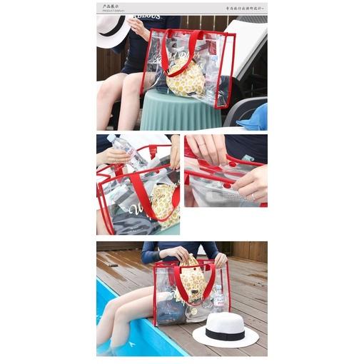 現貨🇹🇼E發票 ins風海灘袋 大提袋 pvc海灘袋-細節圖6