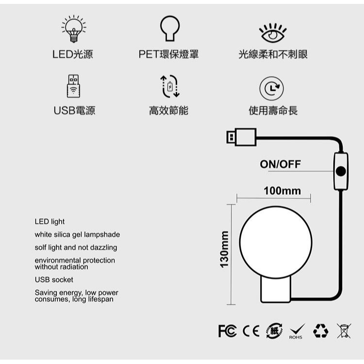 【台灣現貨】Glolux 北美品牌 LED 原木球泡氣氛燈 USB 交換禮物 聖誕禮物 小夜燈 氣氛燈 情人節-細節圖9