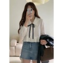 Eonni 正韓🇰🇷 《蝴蝶結🎀綁帶立領襯衫》-規格圖4