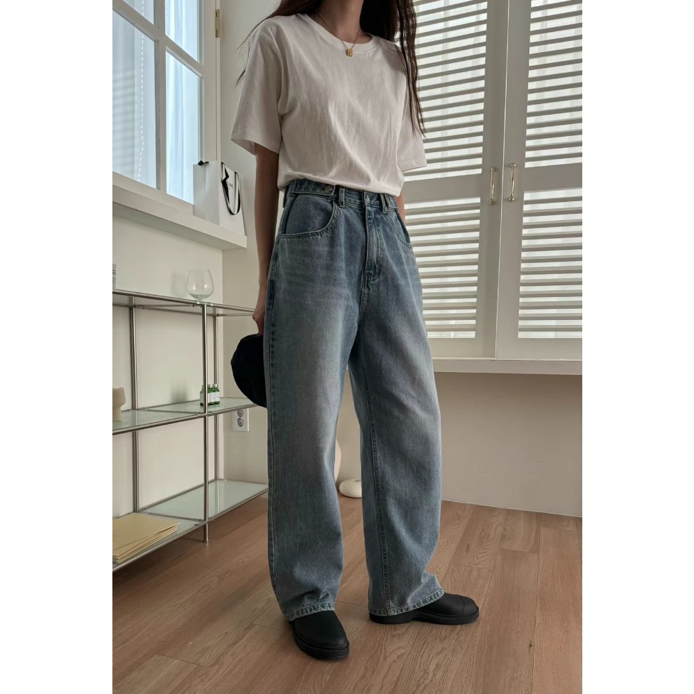 Eonni 正韓🇰🇷 《可調節鈕扣牛仔寬褲》-細節圖2