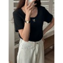 Eonni 正韓🇰🇷 《純棉滾邊刺繡上衣》-規格圖9