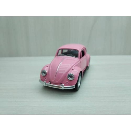 全新盒裝1:36~福斯 1967 復古金龜車 粉紅色 合金汽車模型