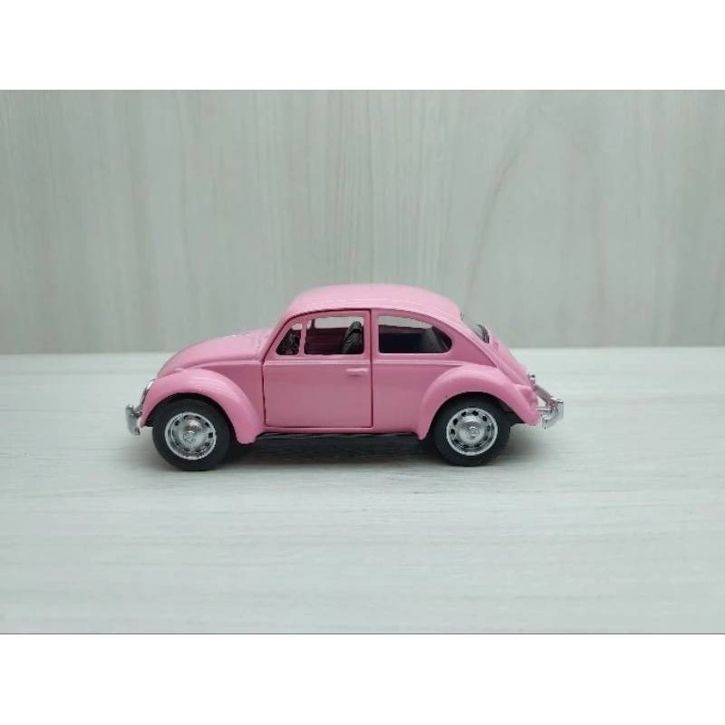 全新盒裝1:36~福斯 1967 復古金龜車 粉紅色 合金汽車模型-細節圖2
