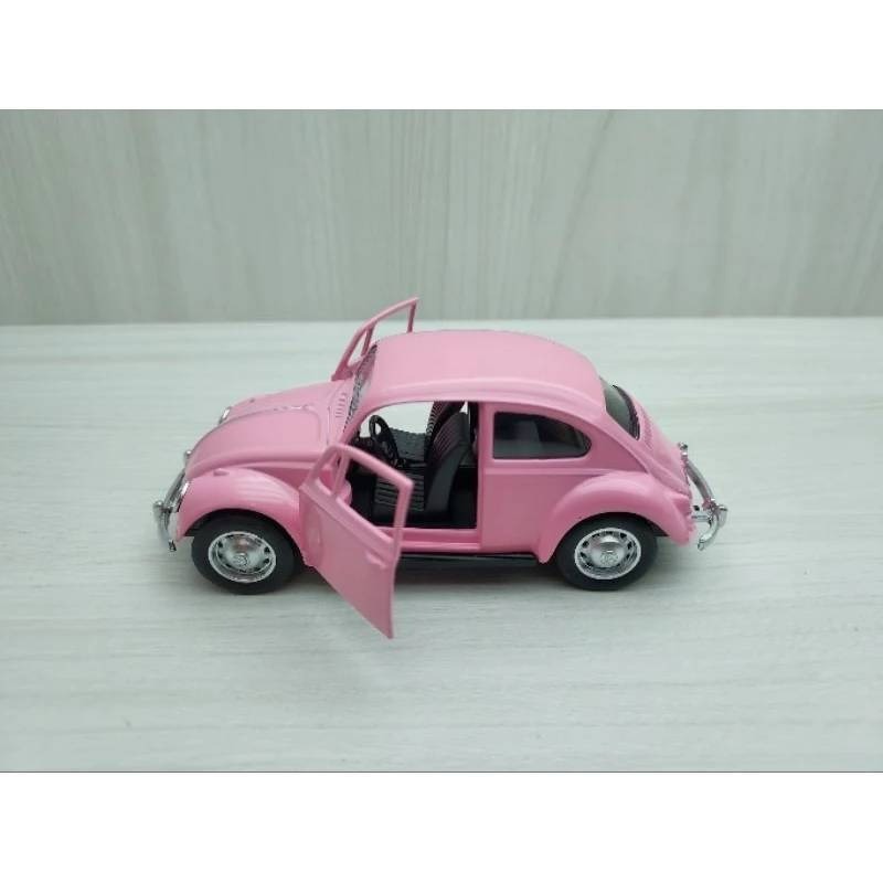 全新盒裝1:36~福斯 1967 復古金龜車 粉紅色 合金汽車模型-細節圖3