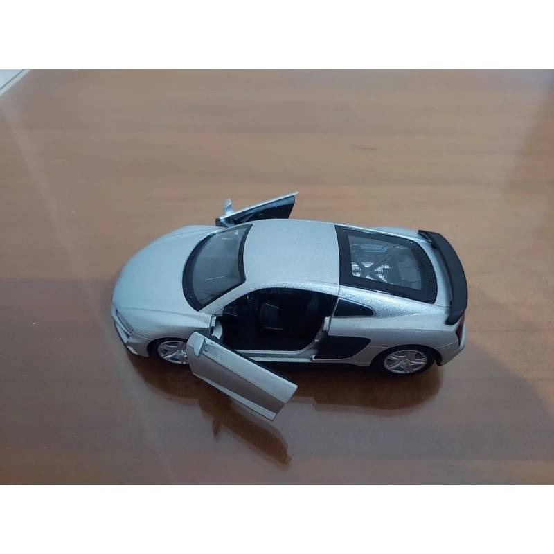 全新盒裝~1:36~奧迪 AUDI R8 銀色 合金模型車-細節圖3