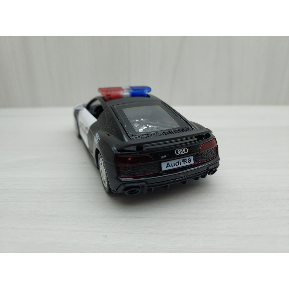 台灣現貨 全新盒裝1:36~奧迪 AUDI R8 警車 黑色 合金 模型車 迴力車 收藏 禮物 玩具-細節圖4