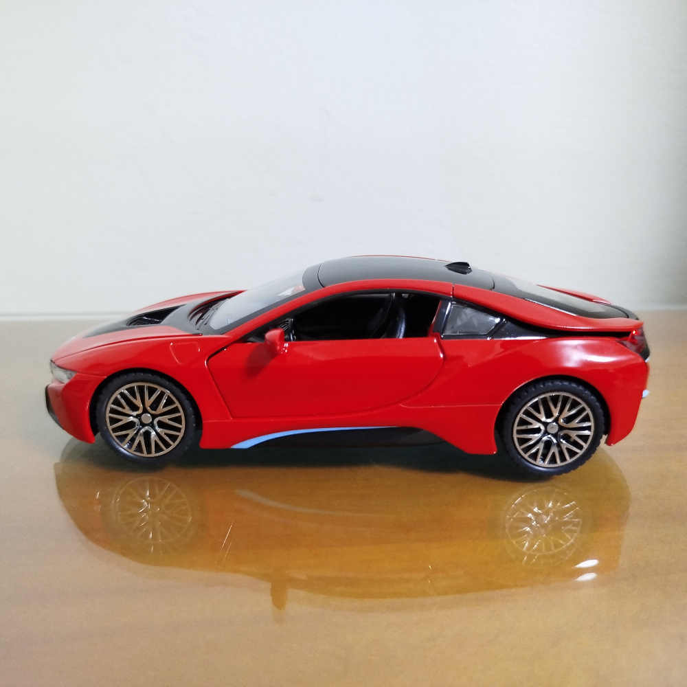 全新盒裝1:32 ~寶馬 BMW i8 紅色 合金 模型車 聲光車-細節圖2