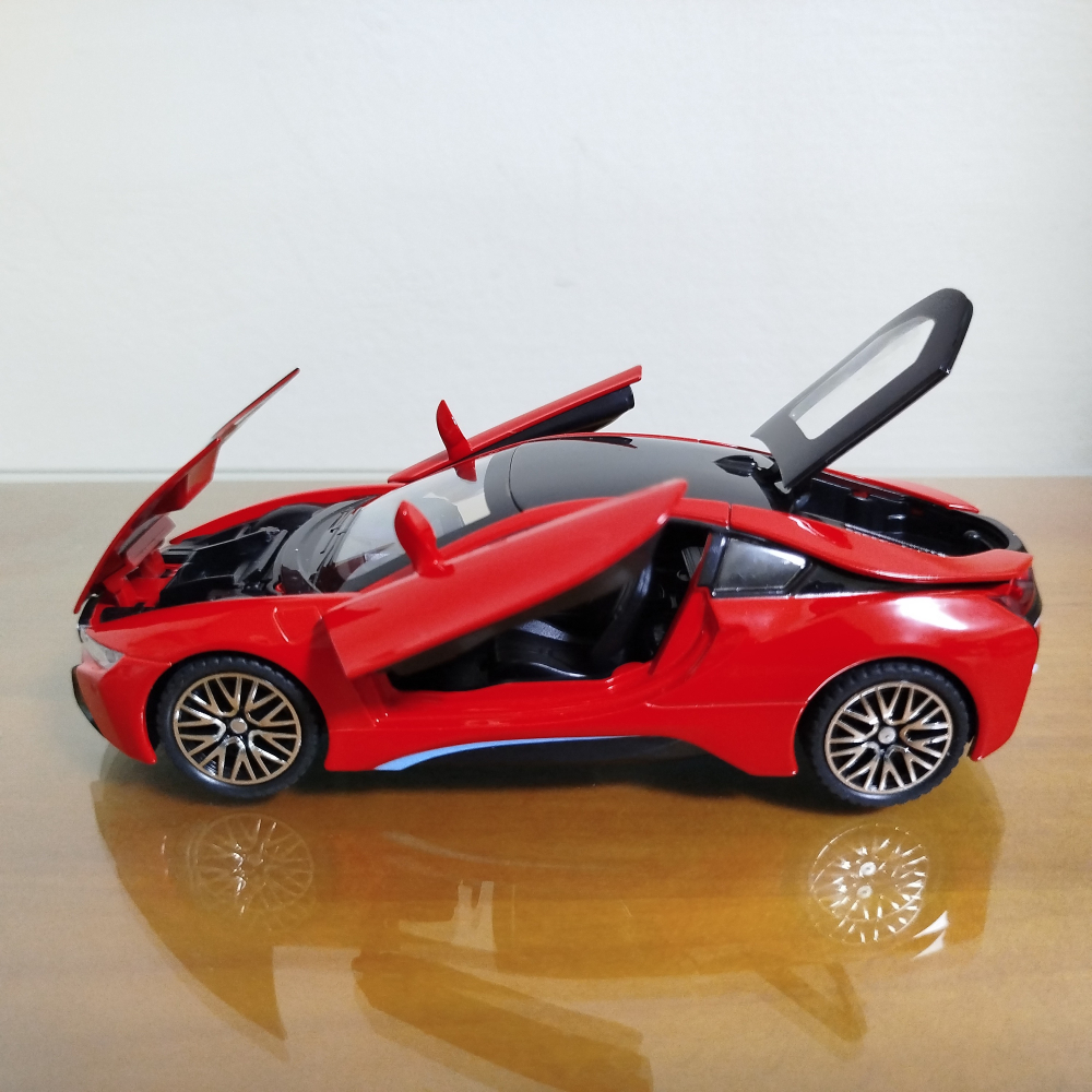 全新盒裝1:32 ~寶馬 BMW i8 紅色 合金 模型車 聲光車-細節圖3
