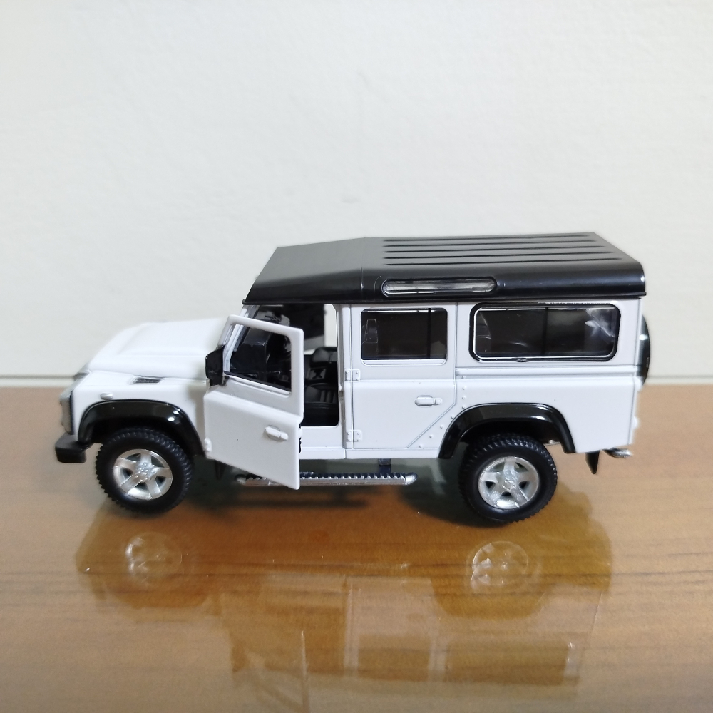 全新盒裝~1:36~路虎 衛士 LAND ROVER  白色 合金 模型車-細節圖3