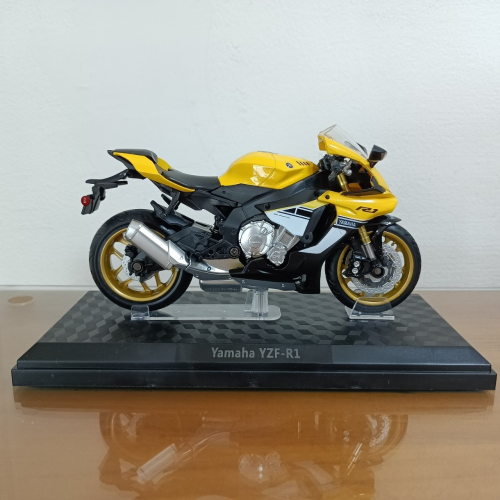 全新盒装現貨~1:12~山葉 YAMAHA YZF-R1 黃色 模型車 玩具 兒童 收藏 重機 摩托車 交通模型