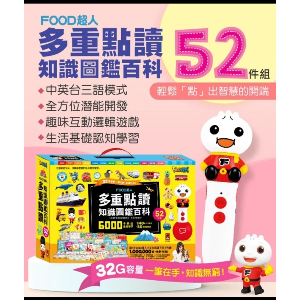 （送寶寶書-布書×1）FOOD超人多重點讀-知識圖鑑百科52件組/多重點讀筆套組-細節圖2