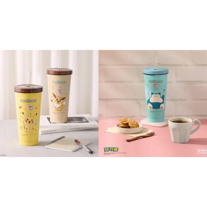 （現貨）正版 寶可夢 皮卡丘 卡比獸 伊布 720ml 內陶瓷吸管杯 玻璃吸管 清潔刷 超值組 (3款)-細節圖3