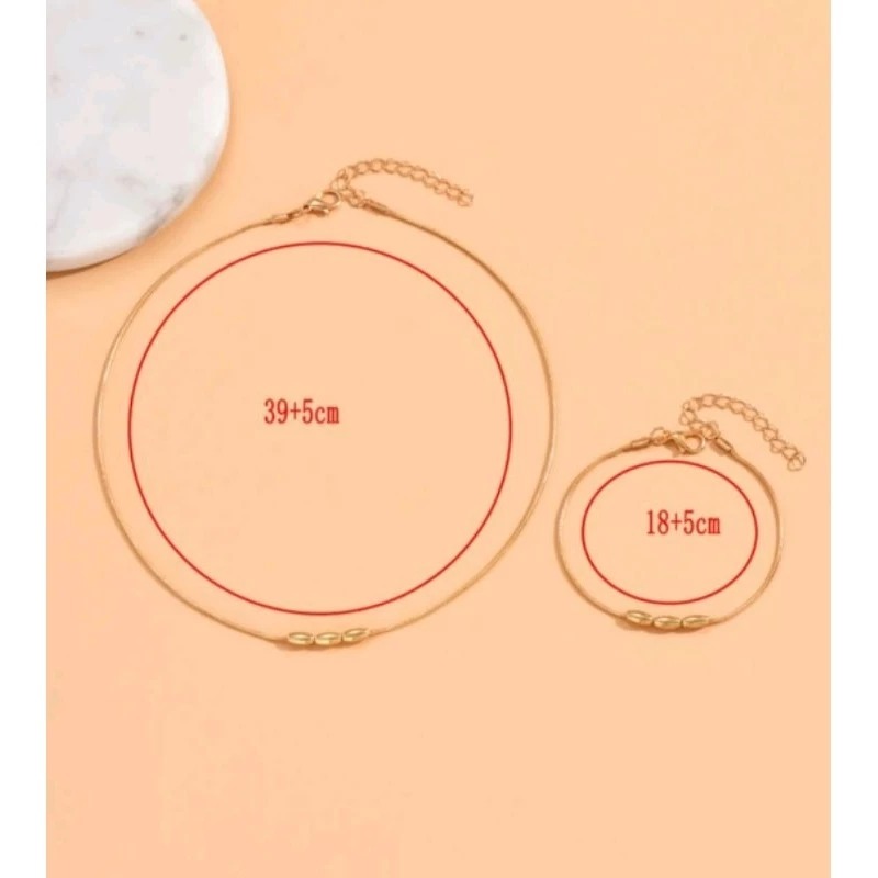 2入組/套簡約風和多用途蛇骨鏈條橢圓形串珠項鏈和手環-細節圖2