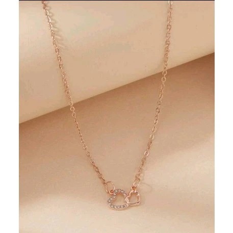 魅力四射鋅合金水鑽愛心掛飾項鍊-細節圖3