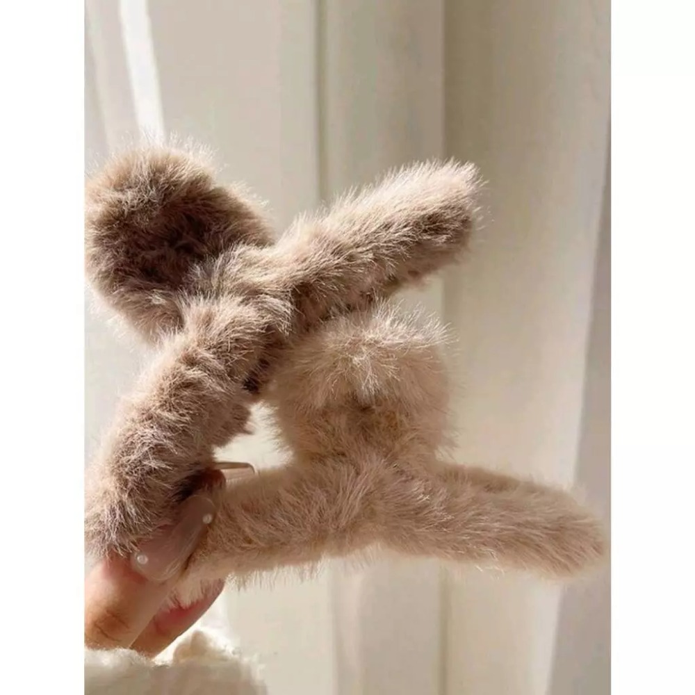 3入/組 極簡風格毛絨髮夾（有3色）-細節圖3