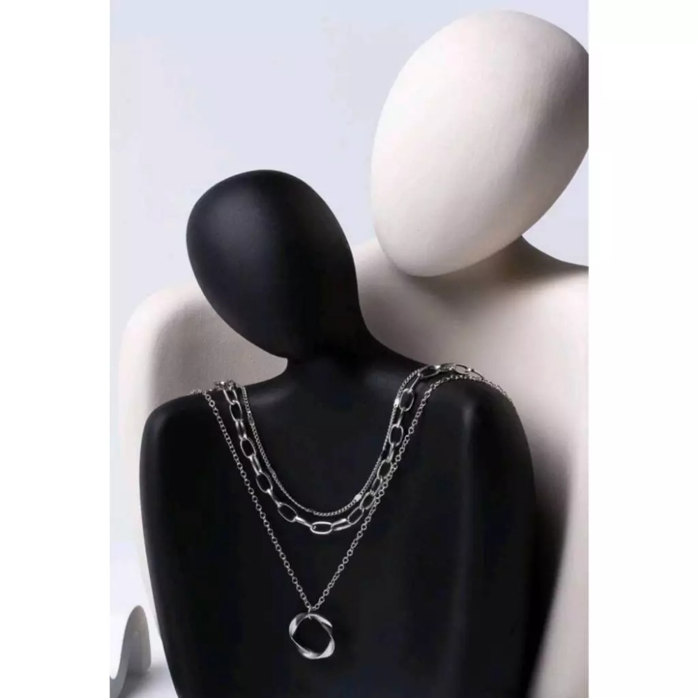 扭結圓形吊飾多層次項鍊（3條一組）不可拆-細節圖2