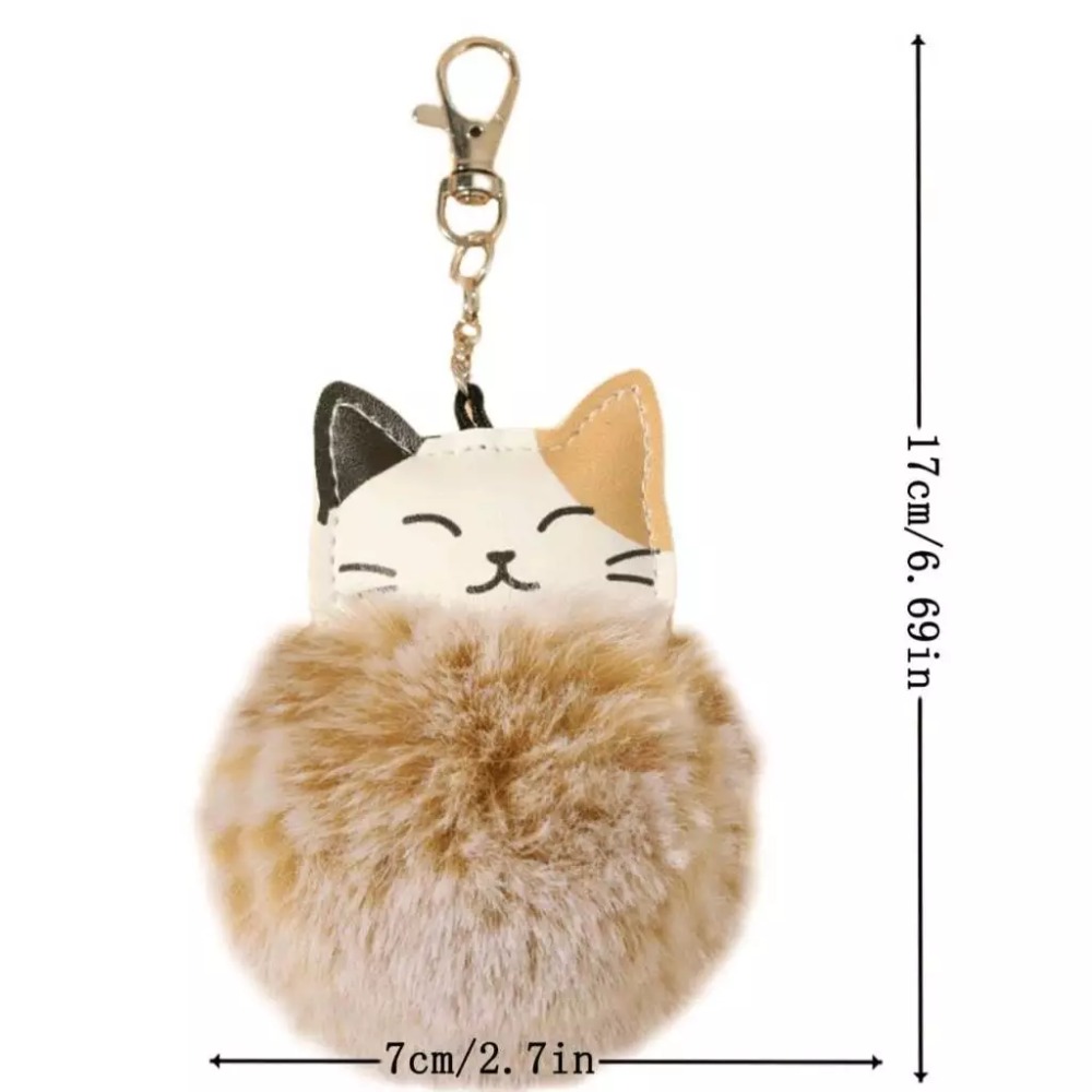 1入 可愛毛茸茸貓咪鑰匙圈-細節圖3