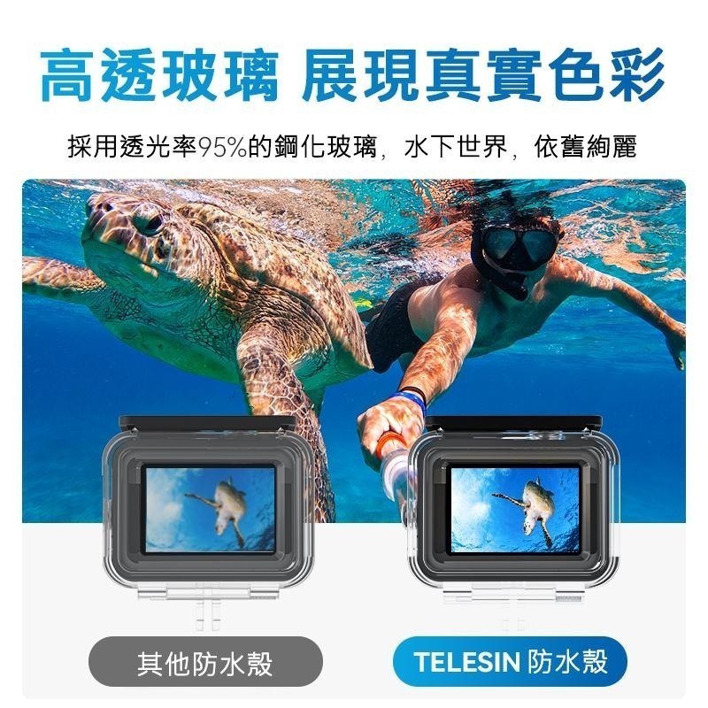 【彈藥庫】TELESIN GoPro HERO 13/12/11/10/9 45米防水殼 #GP-WTP-905-細節圖5