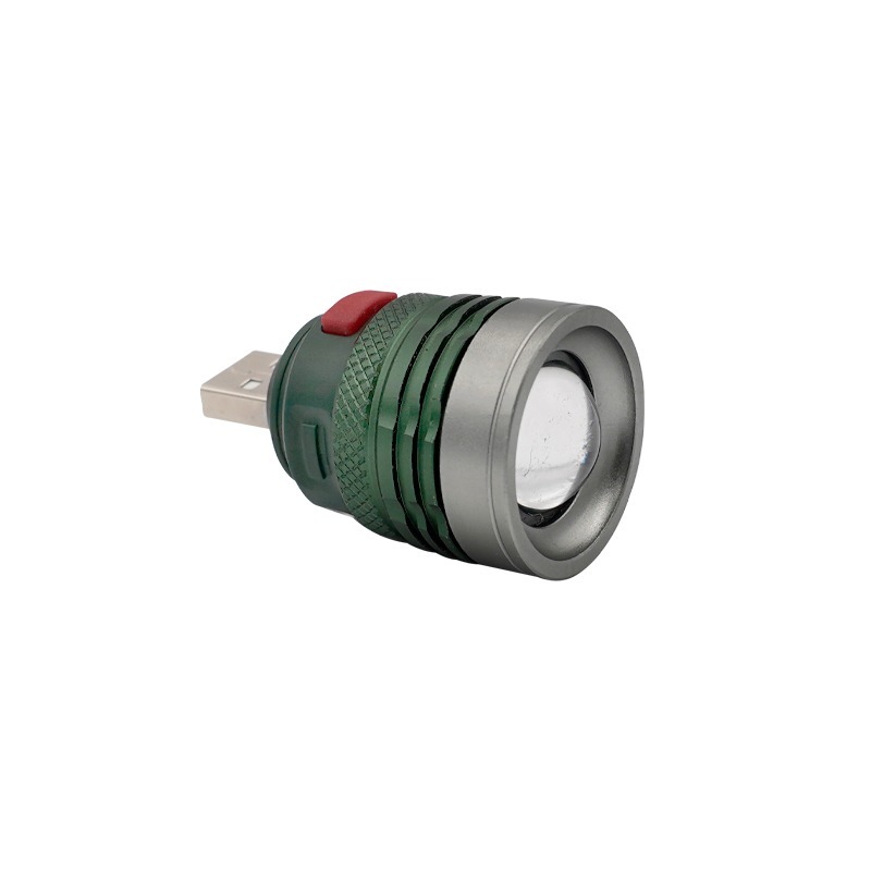 【彈藥庫】USB可聚光迷你LED手電筒-金屬綠 #DFM-V001-AGR-細節圖2