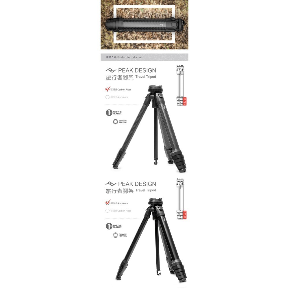 【彈藥庫】PEAK DESIGN 旅行者腳架（鋁合金版/碳纖維版） #AFD0430C #AFD0430A-細節圖2
