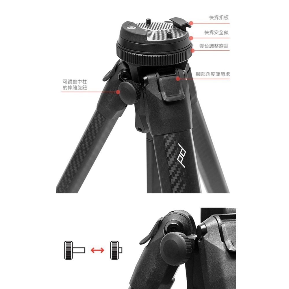 【彈藥庫】PEAK DESIGN 旅行者腳架（鋁合金版/碳纖維版） #AFD0430C #AFD0430A-細節圖4