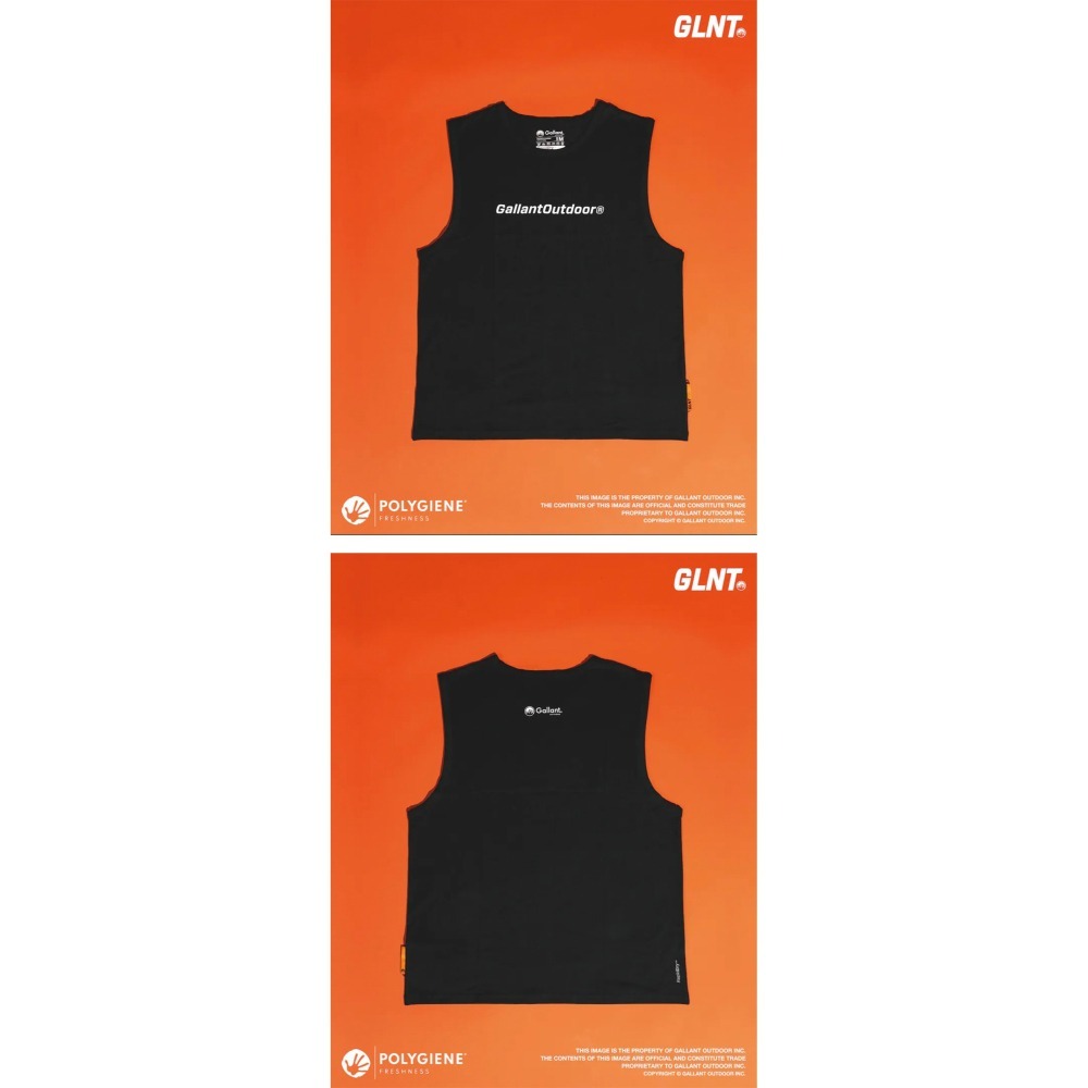 【彈藥庫】GLNT Polygiene® Lettering Tank Top-黑 #glnt-atp-005-blk-細節圖2