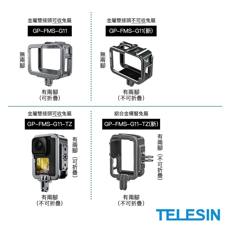 【彈藥庫】TELESIN GoProHERO13/12/11/10/9金屬雙接頭不可收兔籠#GP-FMS-G11(新)-細節圖4