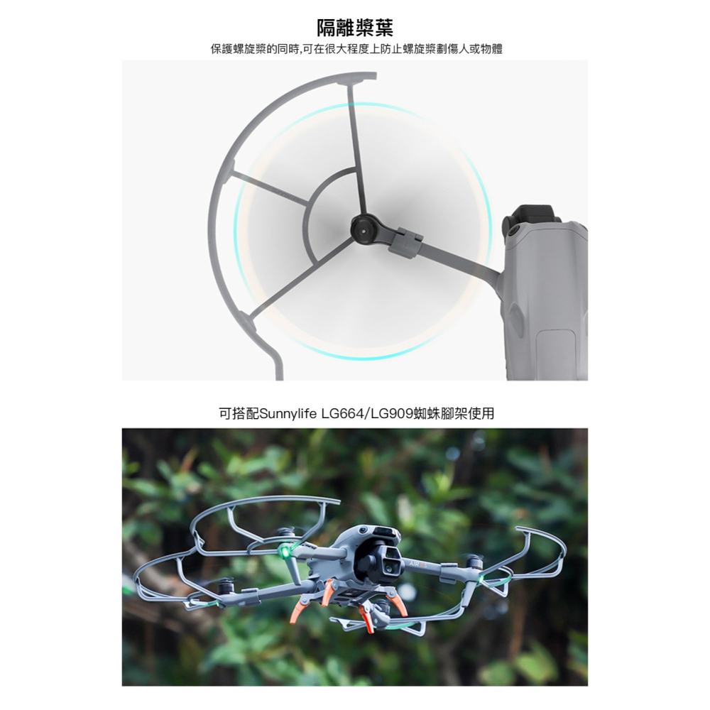 【彈藥庫】Sunnylife DJI AIR 3S/AIR 3 螺旋槳安全防護罩 #A3S-KC910-GY-細節圖6