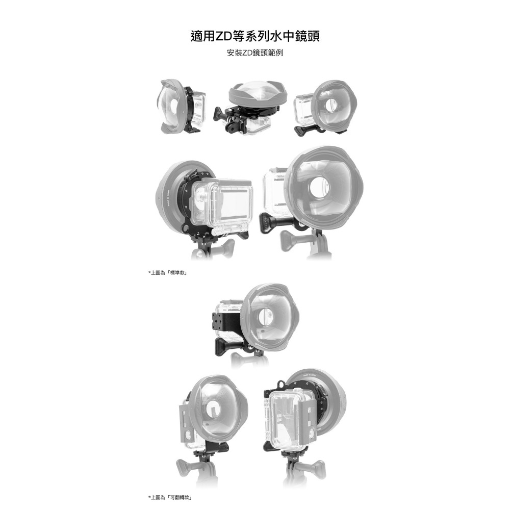 【彈藥庫】Howshot DJI OSMO ACTION潛水殼轉ZD鏡頭座(標準款/可翻轉)#HS-ACTION-ZD-細節圖7