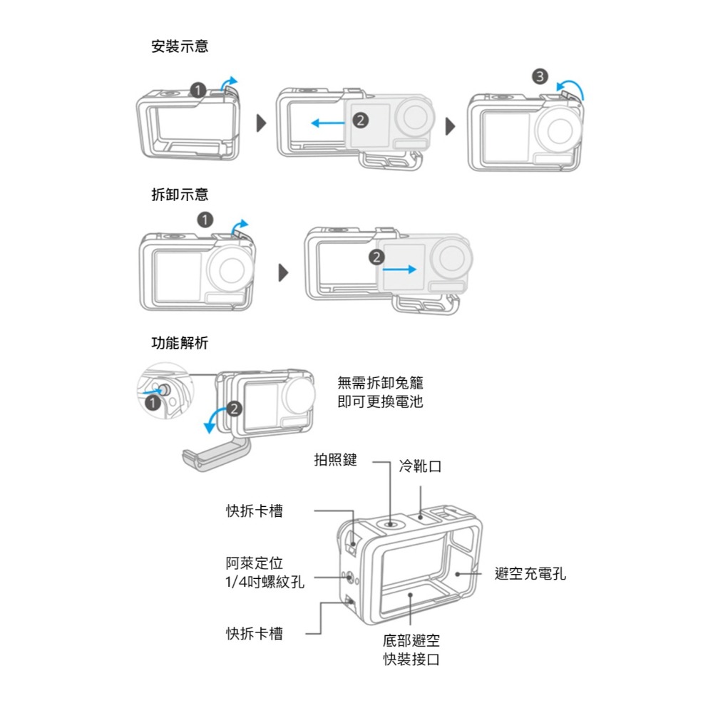 【彈藥庫】PGYTECH DJI OSMO ACTION 5 PRO 金屬兔籠 #P-58A-010-細節圖10