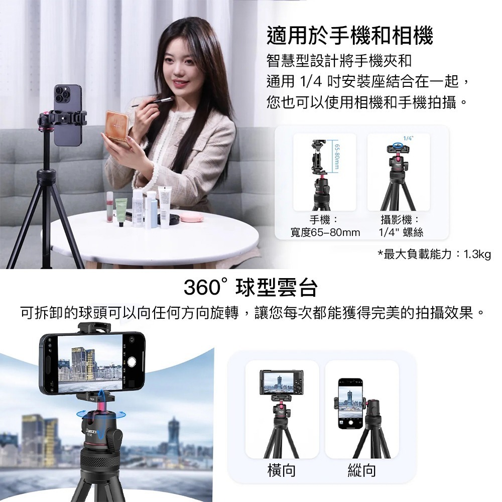 【彈藥庫】Ulanzi TT51 便攜三腳架 #Ulanzi-T089GBB1-細節圖9