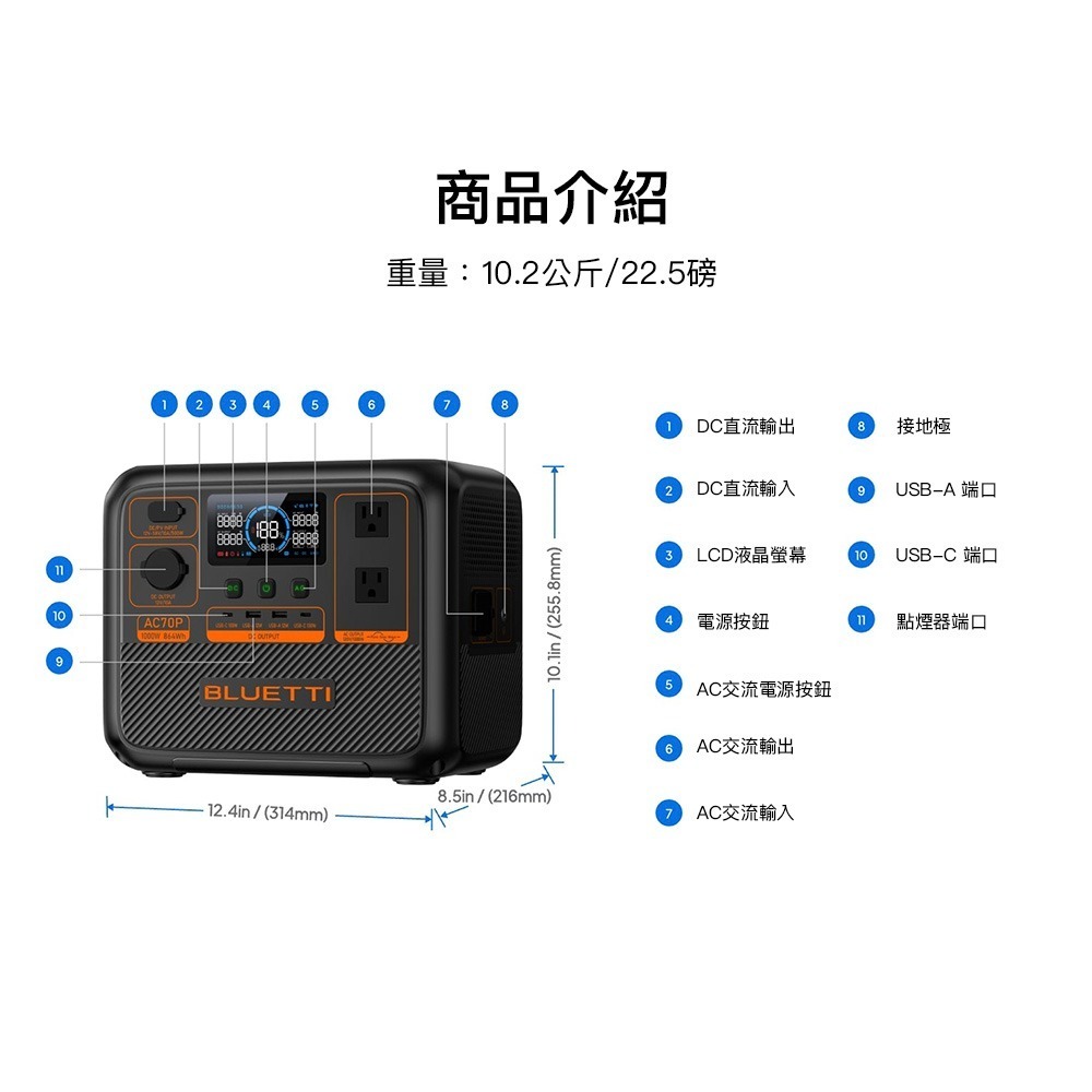 【彈藥庫】BLUETTI AC70P 移動式電源 #AC70P-細節圖8
