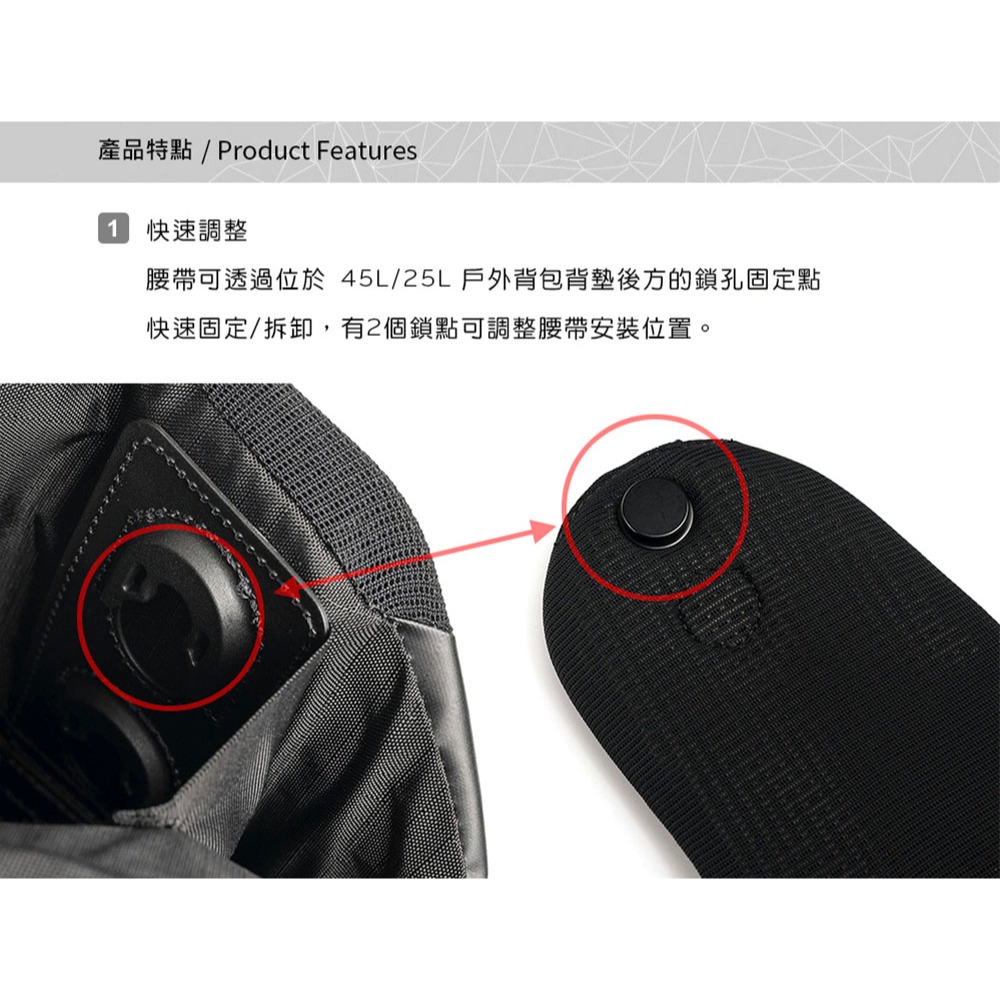 【彈藥庫】PEAK DESIGN Outdoor 後背包模組腰帶-暗夜黑 #AFD0501_1B-細節圖5