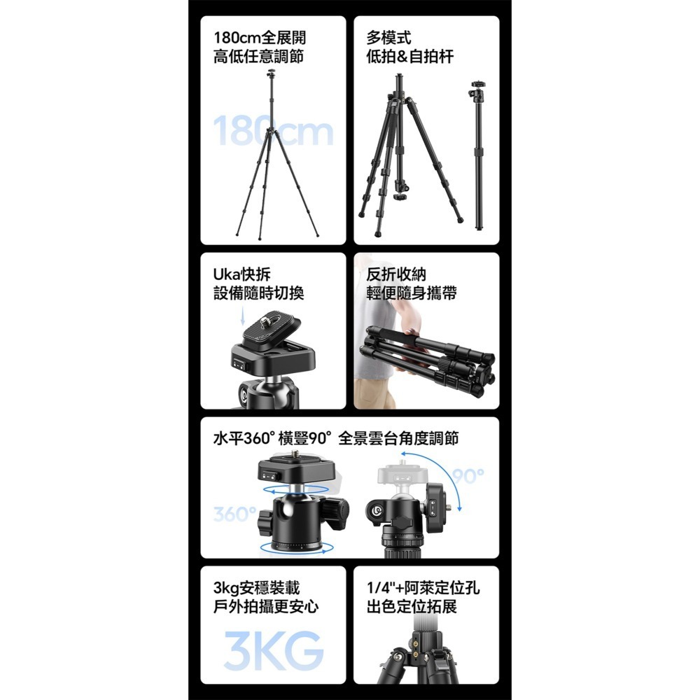 【彈藥庫】Ulanzi TT53 Uka三腳架 #Ulanzi-T093GBB1-細節圖2