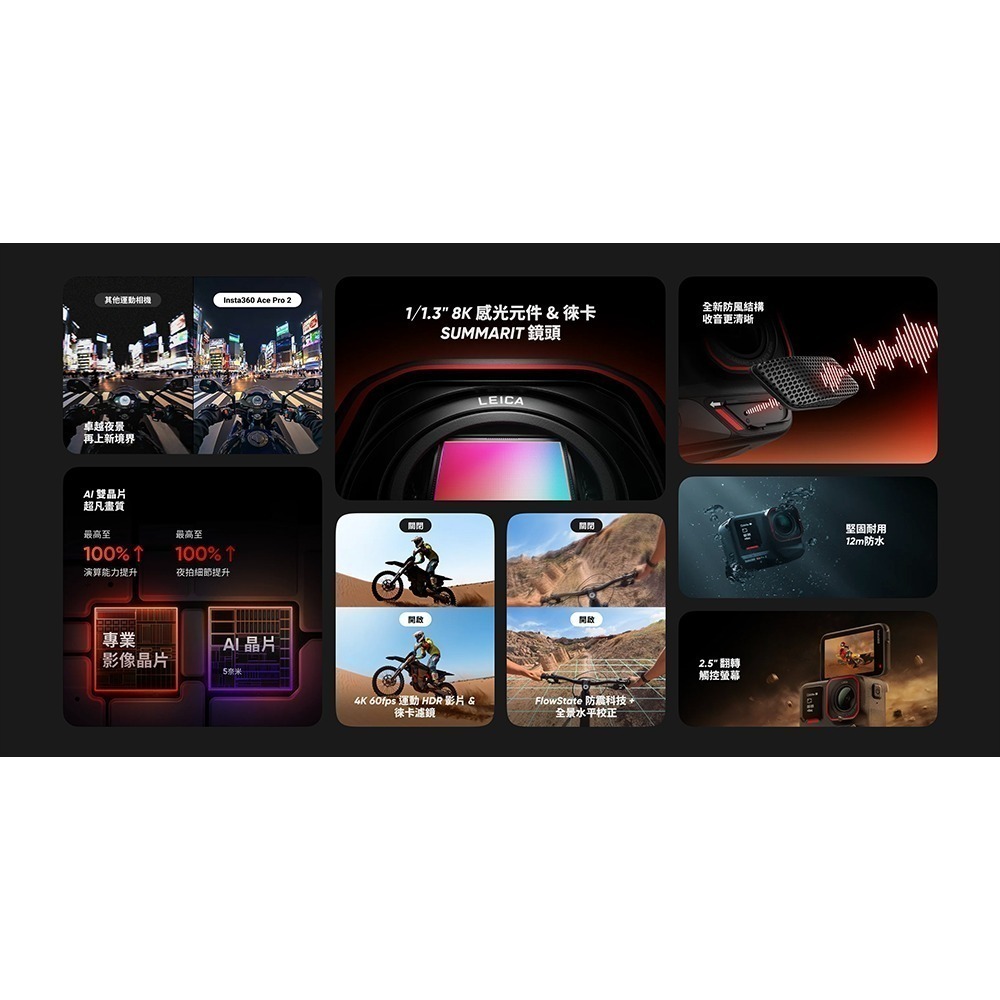 【彈藥庫】Insta360 Ace Pro 2 運動相機 街拍套裝-午夜黑(標準/雙電)(灰/銀)-細節圖2