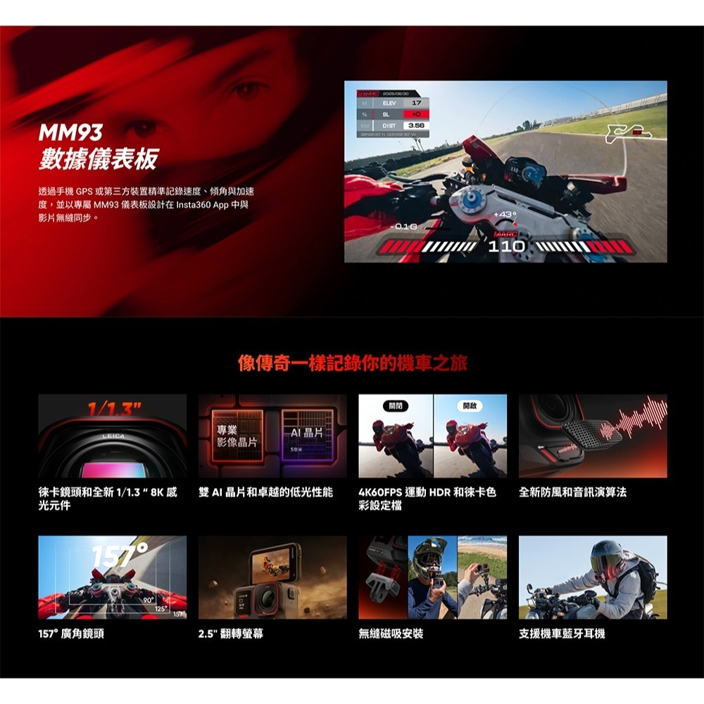 【彈藥庫】Insta360 x MM93 Ace Pro 2 運動相機 Marc Márquez 冠軍聯名限定套裝-細節圖5