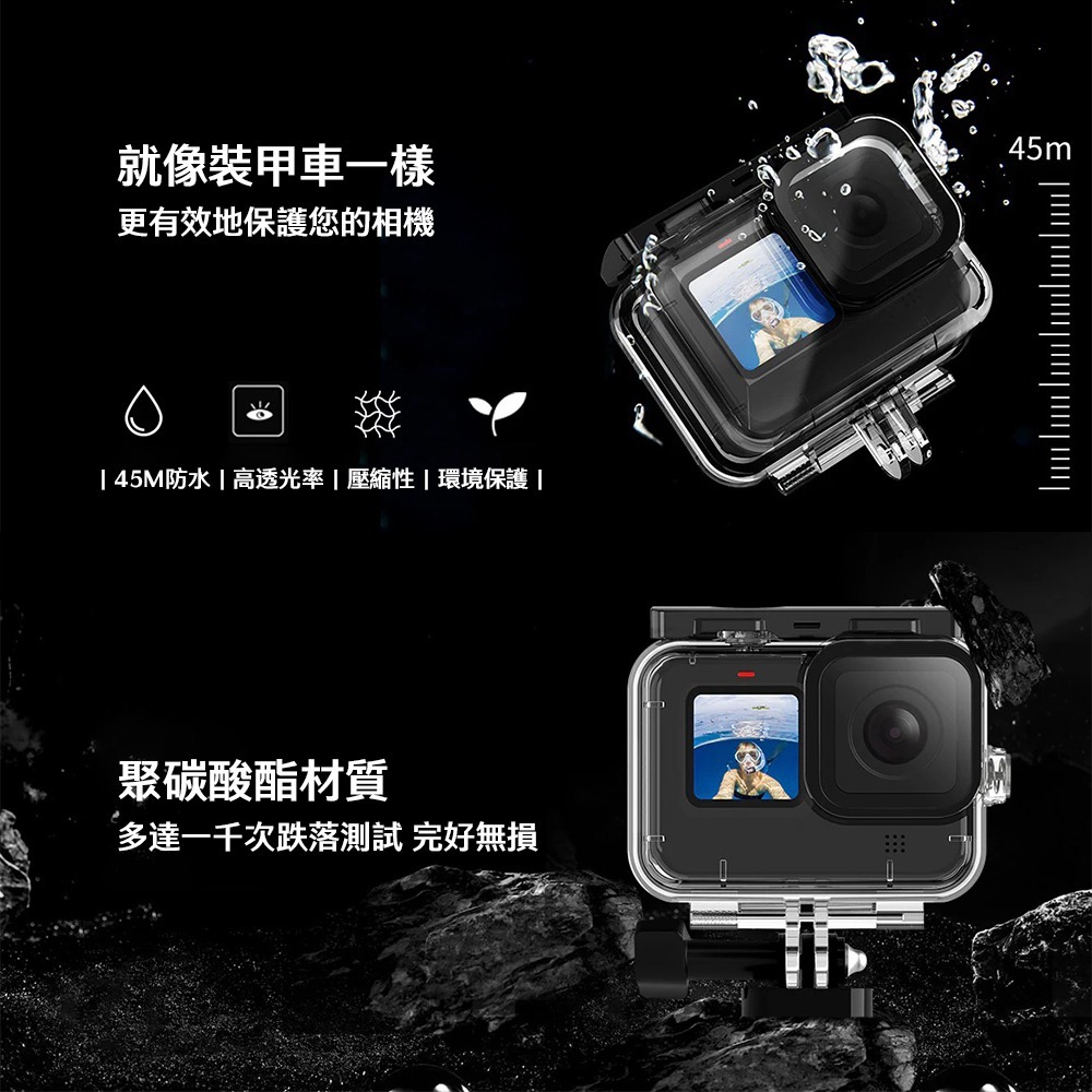 【彈藥庫】TELESIN GoPro HERO 13/12/11/10/9 45米防水殼 #GP-WTP-901-細節圖3