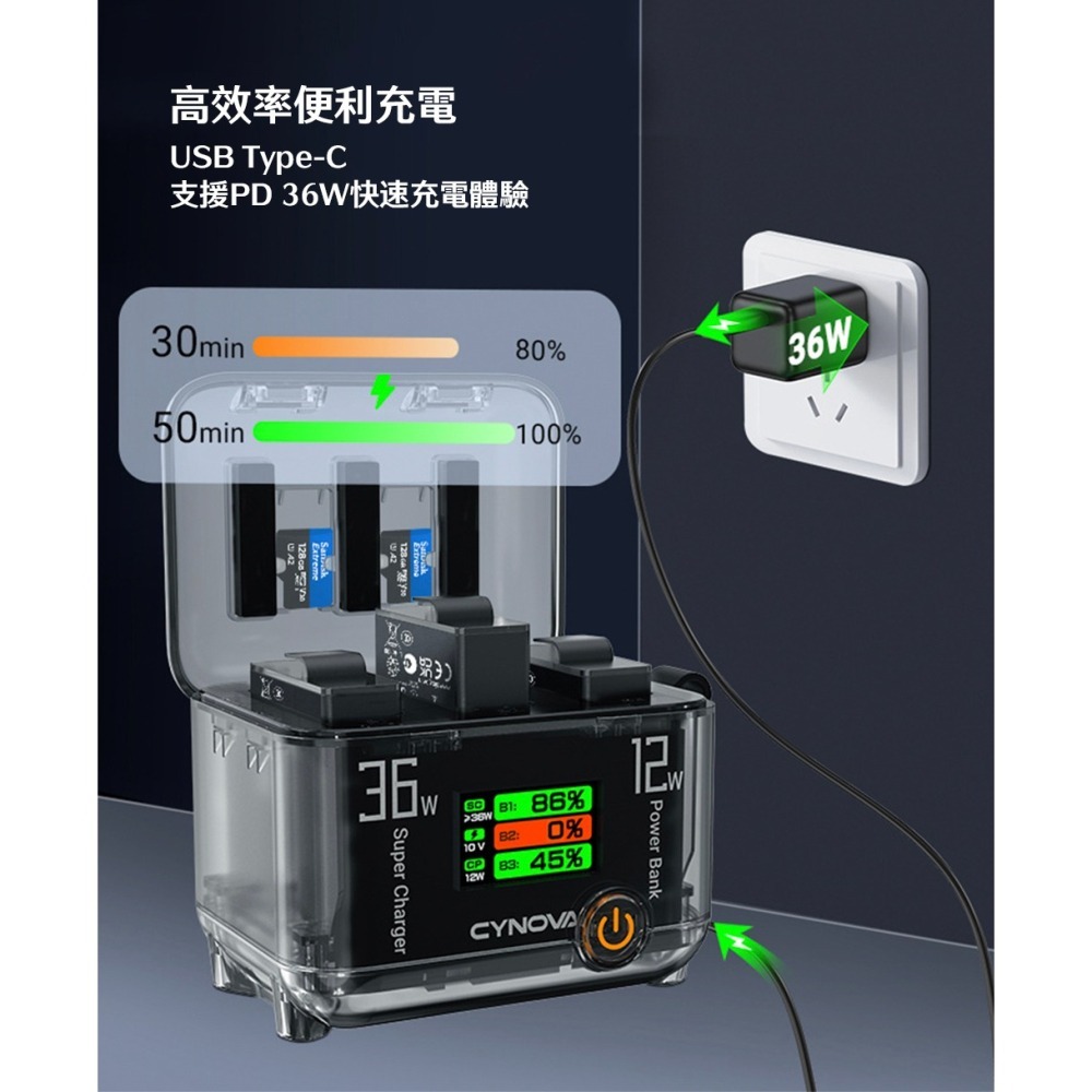 【彈藥庫】CYNOVA DJI OSMO 360/ACTION 5 PRO/4/3 充電管家 #C-CHOA-V1-細節圖4