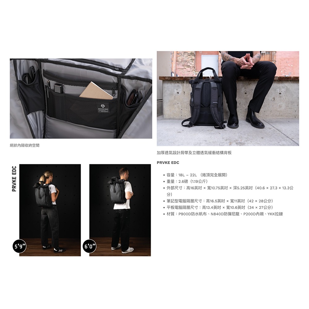 【彈藥庫】WANDRD PRVKE EDC 日常背包 18L (黑/綠/米灰/橙/紅) #PKD15-細節圖3