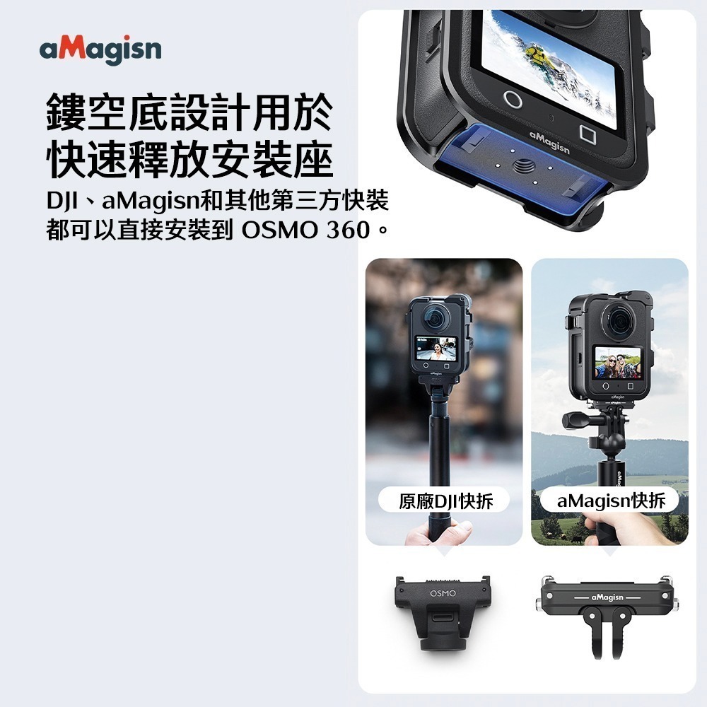 【彈藥庫】aMagisn DJI OSMO 360 金屬兔籠邊框-黑 #PD01-細節圖5