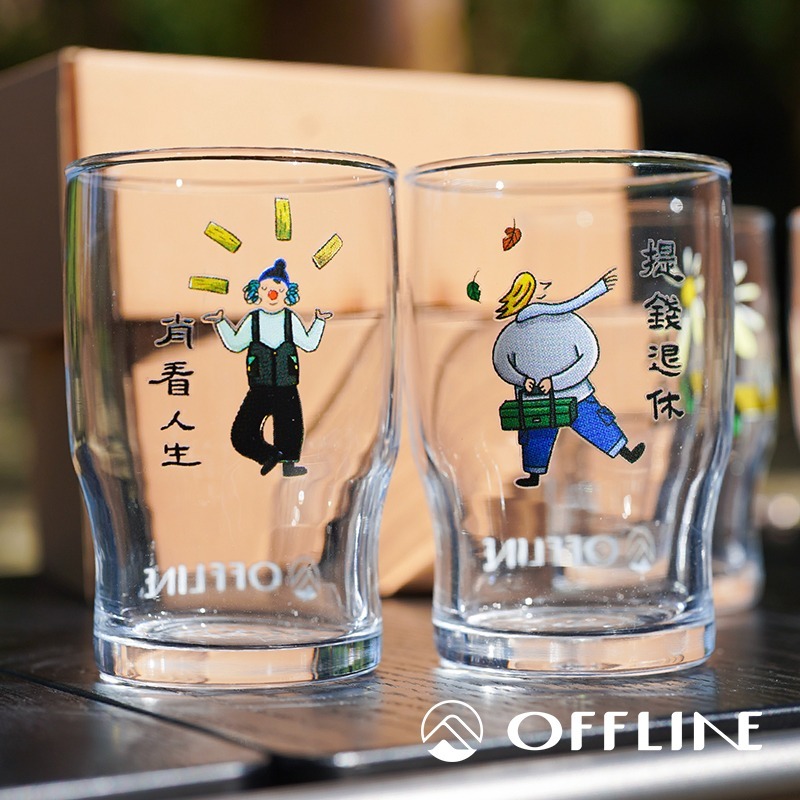 【彈藥庫】OFFLINE 玻璃杯-兩入(離線自由+靈感滿上/提錢退休+肖看人生) #OFL-DKG-規格圖6