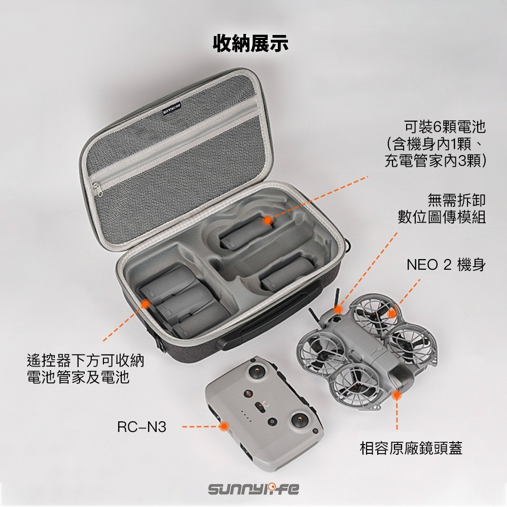 【彈藥庫】Sunnylife DJI NEO 2 暢飛套裝收納包 #NE2-B123-D-細節圖4