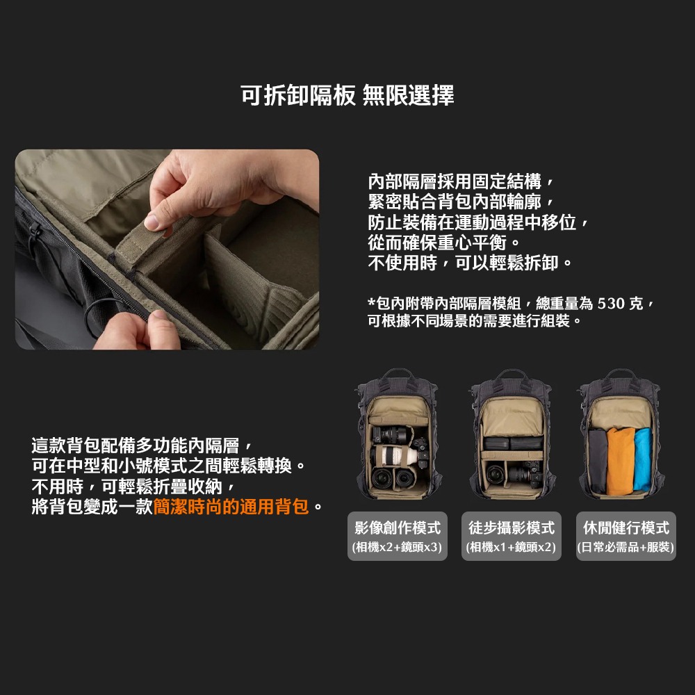 【彈藥庫】PGYTECH OnePro Ultralight 雙肩攝影包20L-深空黑 #P-CB-417-細節圖6